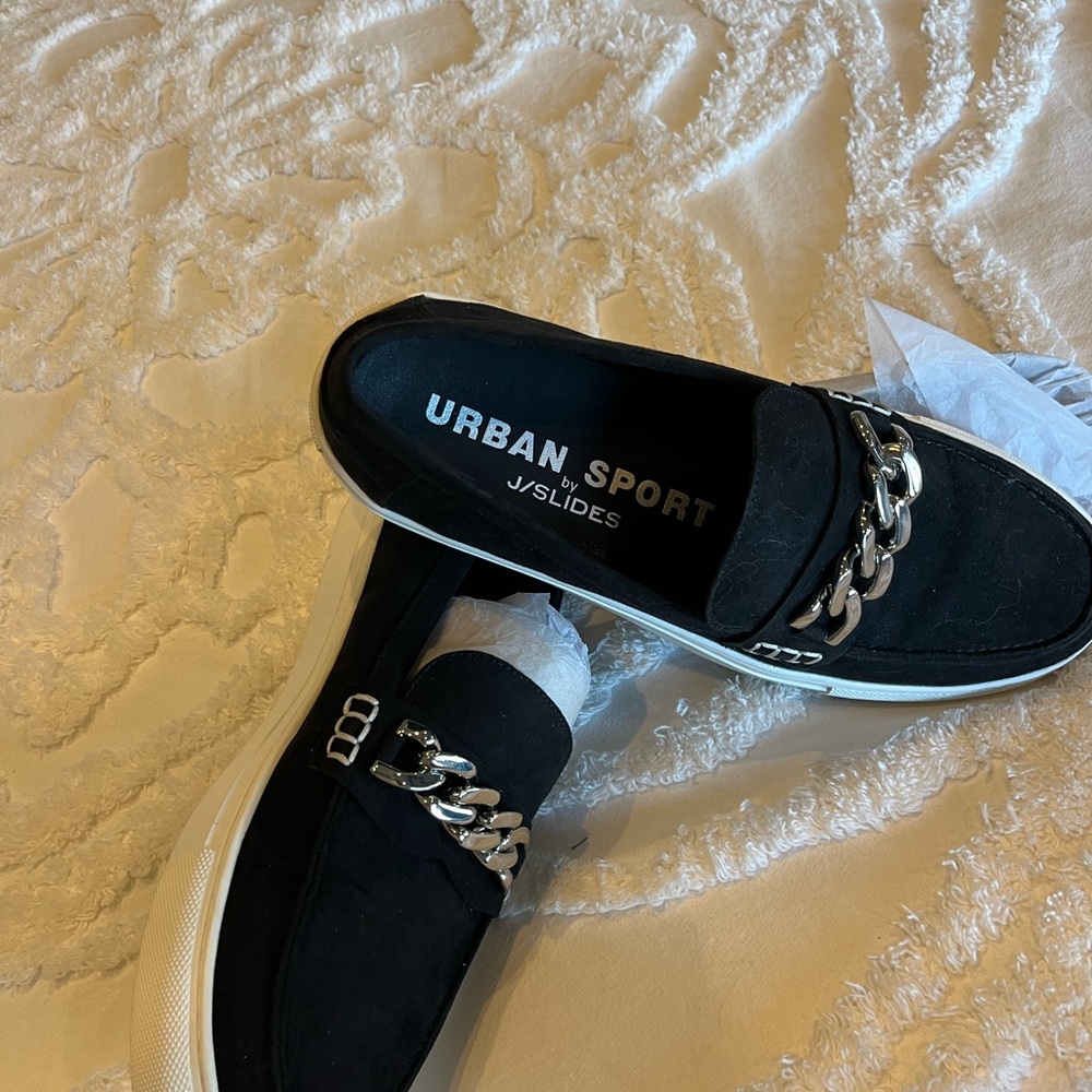 NWOT Black Chain Loafers - Picture 2 of 3
